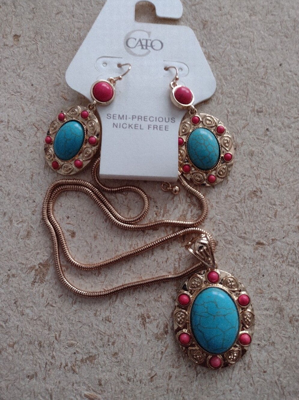 Mia Collection Gold Tone Necklace Earrings Set